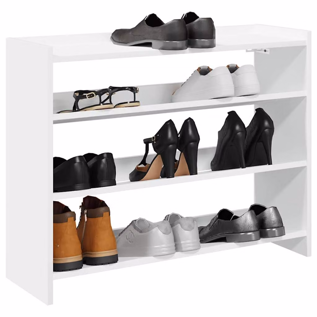 Scarpiera moderna da parete vidaXL in legno e MDF, colore bianco opaco, L 80 cm x P 25 cm x H 62 cm