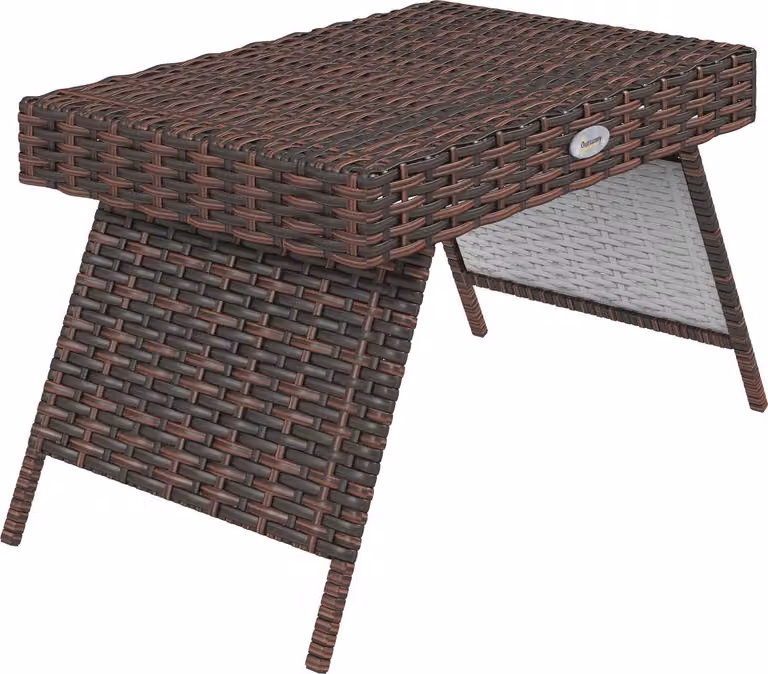 Tavolo Da Giardino In Rattan Tavolo Pieghevole Resistente Alle Intemperie Marrone 60X41X41 Cm