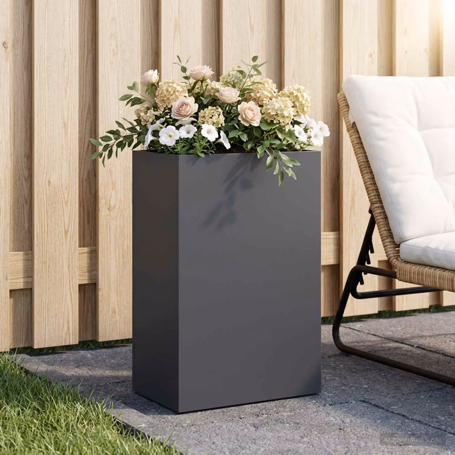 Vaso da giardino vidaXL in metallo colore Antracite L: 50 cm, P: 30 cm, H: 75 cm
