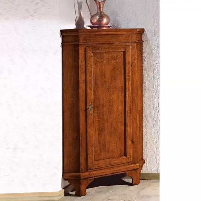 Mobile angolo in legno stile arte povera Mobili 2G colore noce L: 52 cm, P: 52 cm, H: 138 cm