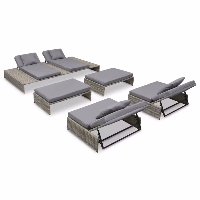 vidaXL set da giardino 5 pezzi con cuscini in rattan grigio