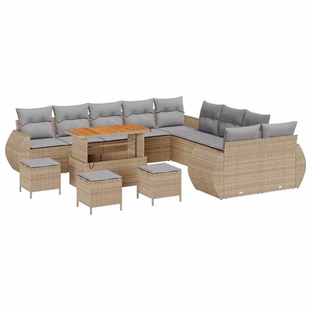 Set Divano da Giardino a Forma di U vidaXL in Acciaio e Legno di Acacia con Cuscini Beige e Grigio – 2