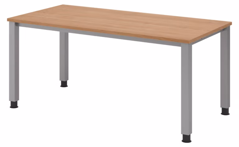 Scrivania bümö Serie Q - Struttura: argento, Dimensioni: 160 x 80 cm, Finitura: noce