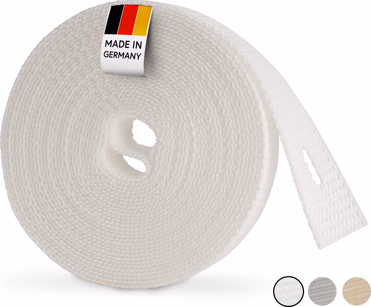 BAUHELD® Cinghia per tapparelle da 6 m, 23 mm [ Germany] - Cinghia per avvolgitori di tapparelle - Bianca