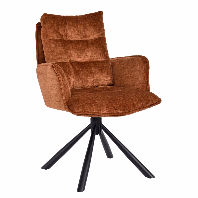 Duhome sedia da pranzo girevole a 360° sedia lounge in ciniglia sedia ergonomica con funzione di regolazione per ufficio cucina soggiorno camera da letto, arancione