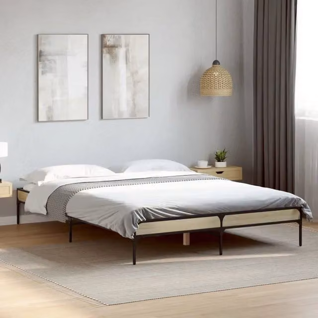 Giroletto vidaXL in Rovere Sonoma e Metallo, L/P/H: 160 x 200 x 30 cm