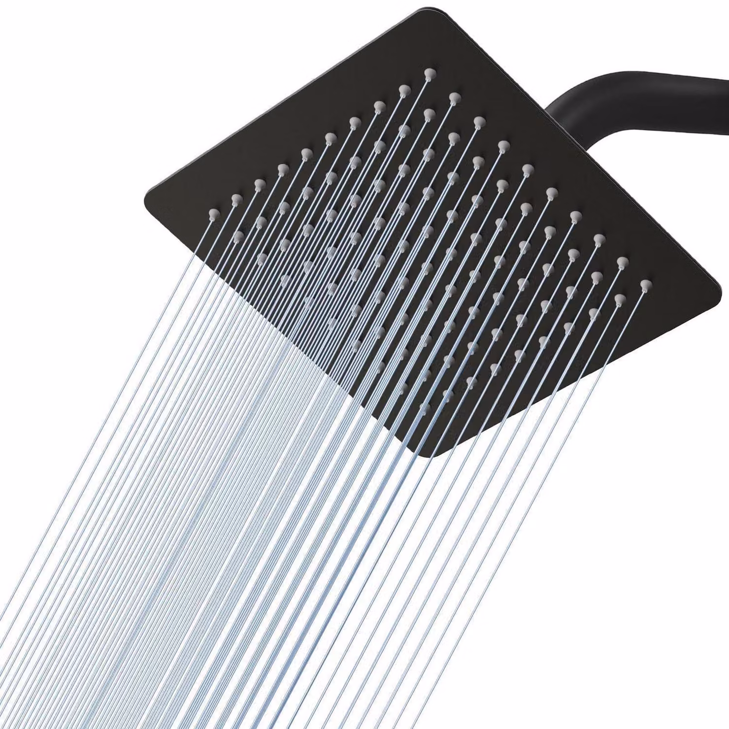 Doccia a pioggia quadrata, 20 cm, nera, in acciaio inossidabile 304, a risparmio idrico, anticalcare, da montare a soffitto, 8 pollici