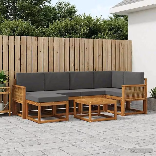 Set di divani da esterno 7 pz Naturale e Antracite 3385378
