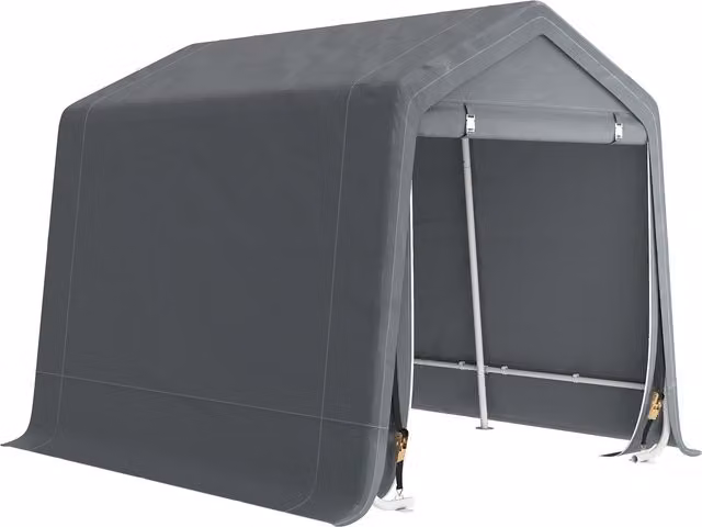 Outsunny Tenda Garage Carport per Veicoli e Biciclette in Metallo e Tessuto PE, Grigio Scuro, L: 240 cm x P: 200 cm