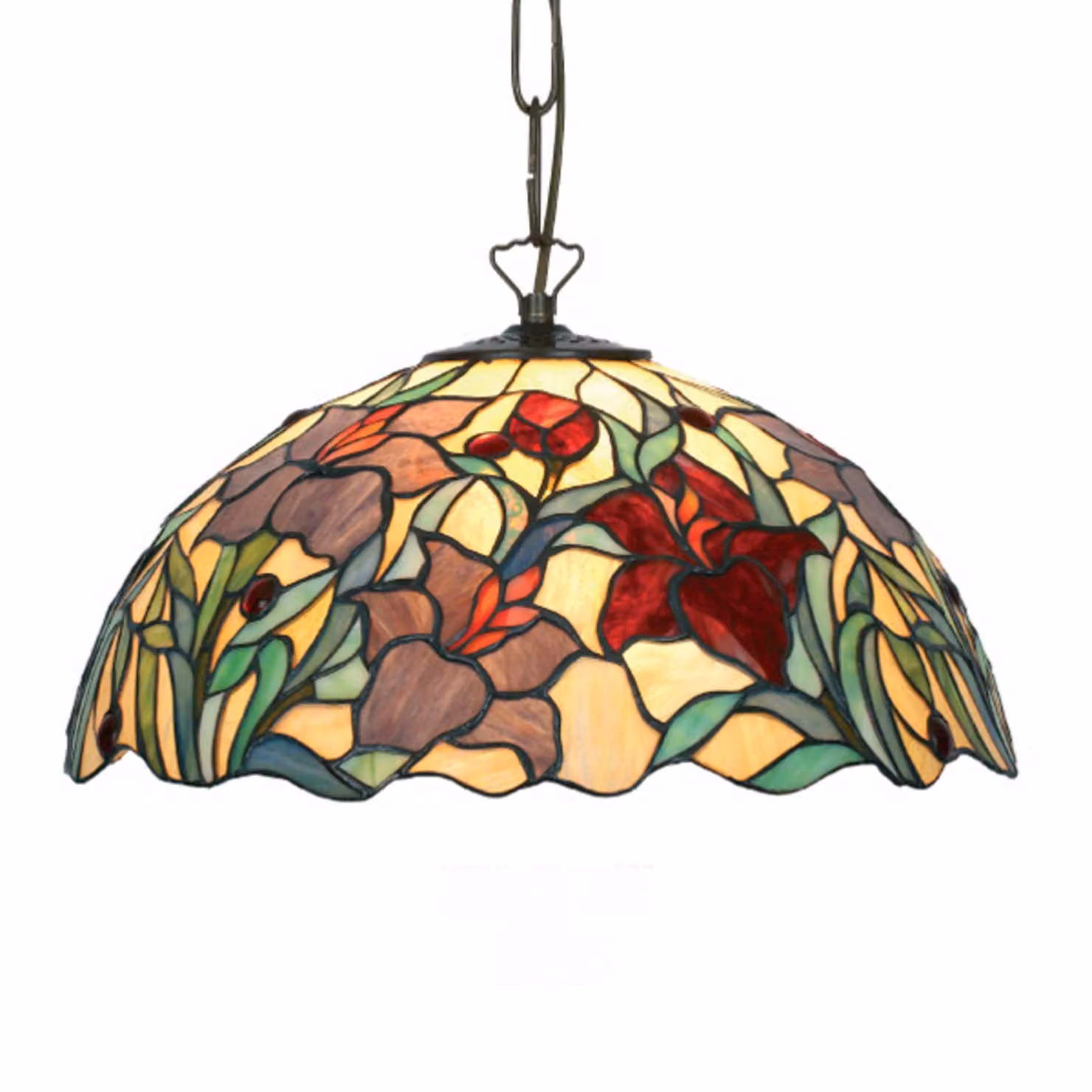 Artistar Lampada a sospensione Tiffany ATHINA, dimmerabile, Multicolore, Soggiorno / Sala da pranzo, Vetro, Tiffany, Lampada a sospensione