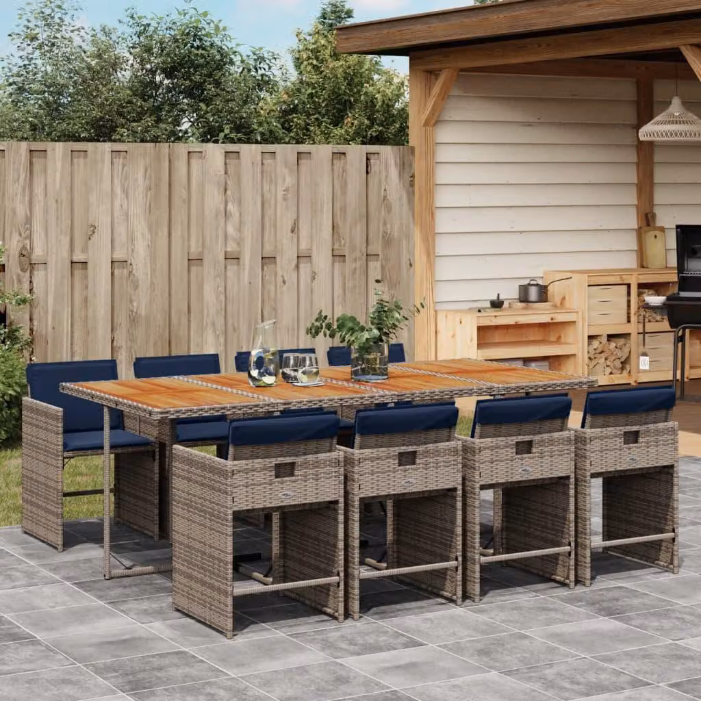Maison Exclusive - Set da pranzo da giardino da 9 pezzi con cuscini, grigio, polyrattan