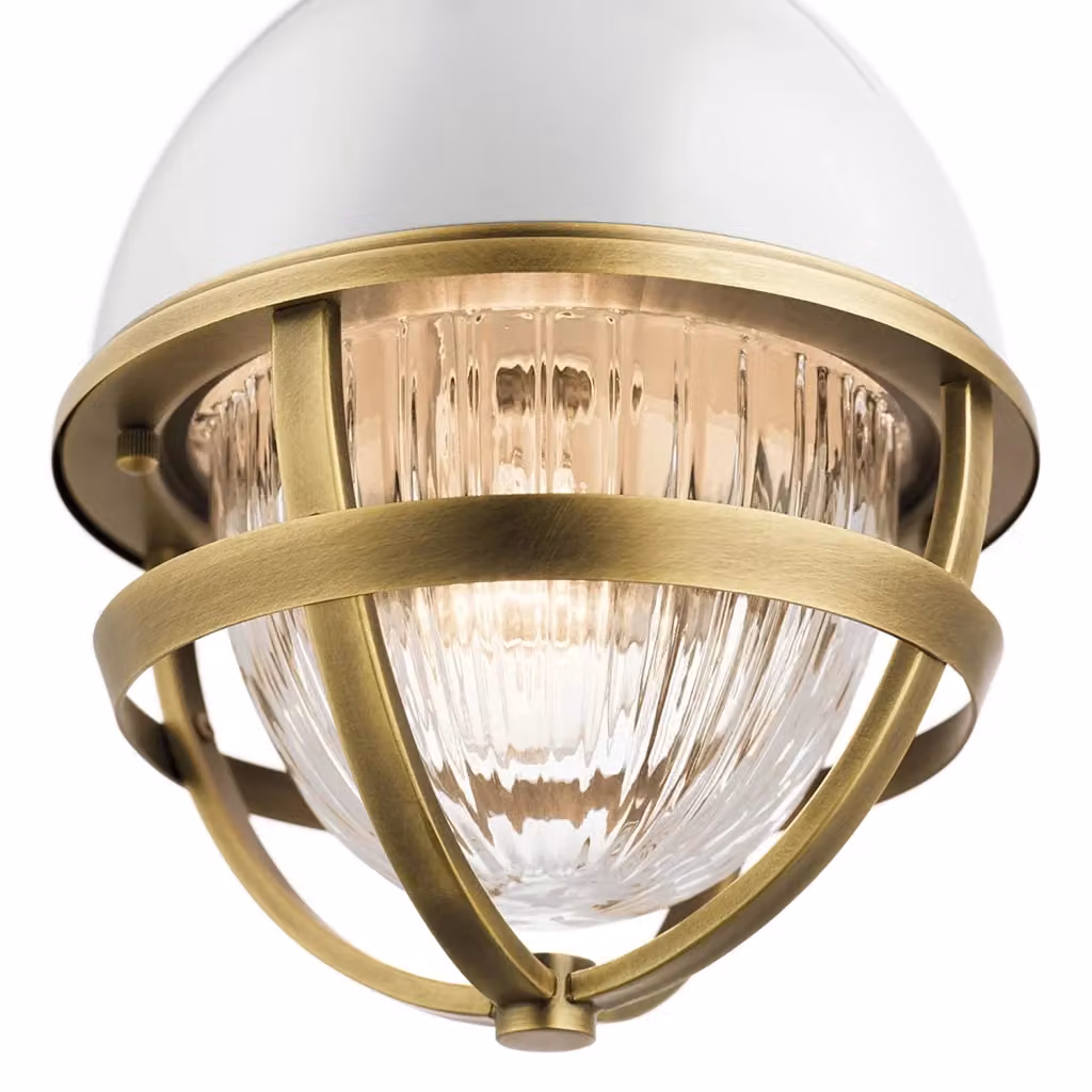 Lampada a sospensione moderna Tollis in metallo ottone e vetro bianco trasparente con 1 luce E27 – 2