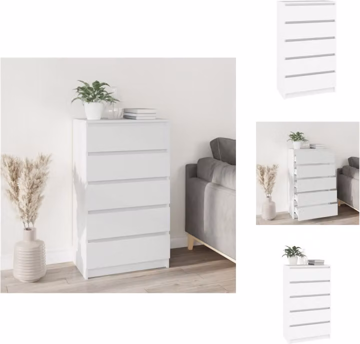 vidaXL Cassettiera bianca 60x36x103 cm materiale legno - Cassettiere