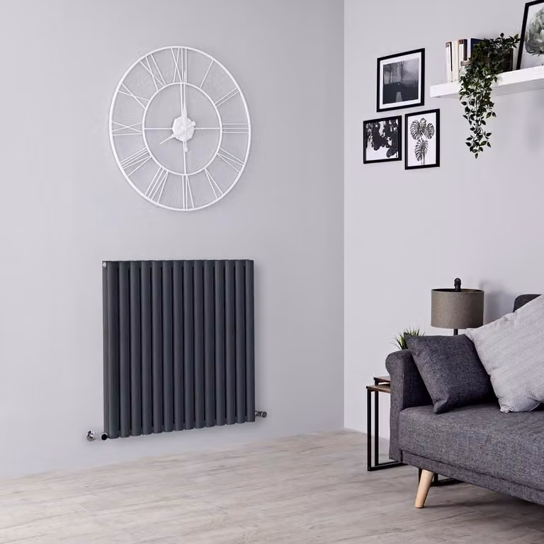 Radiatore Orizzontale Doppio Design Antracite 800x826mm 1240W - Alta Resa - Stile Moderno