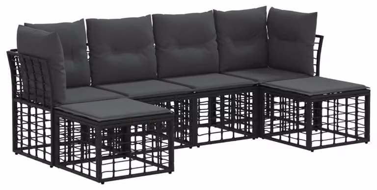 Set di divani da esterno Nero Poliestere