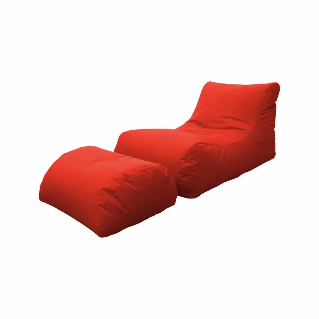 Chaise Longue moderna Alton di Talamo Italia con poggiapiedi in Nylon e pouf imbottito, colore Rosso, L: 120 cm, P: 80 cm, H: 60 cm – 2