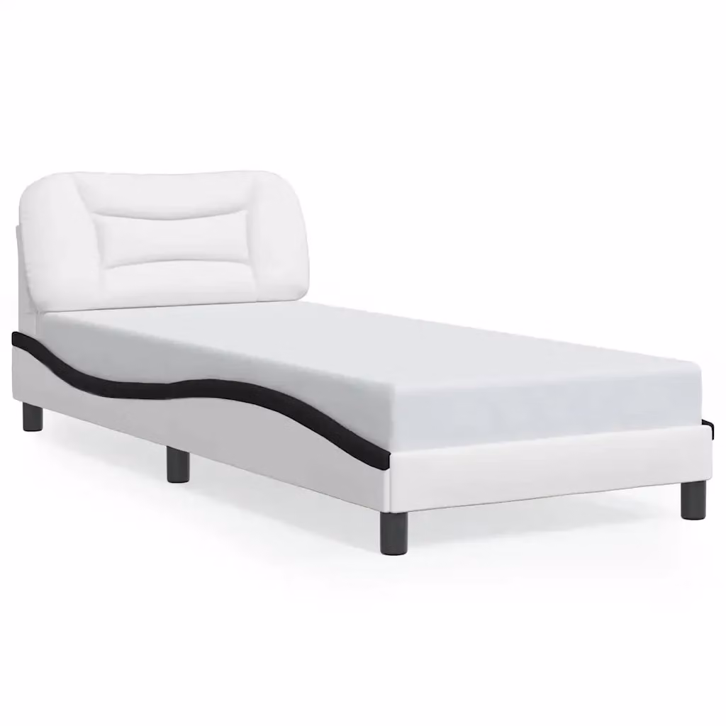 Giroletto senza materasso Hvar vidaXL in similpelle bianco e nero L/P/H: 200 x 90 x 74,5 cm – 2