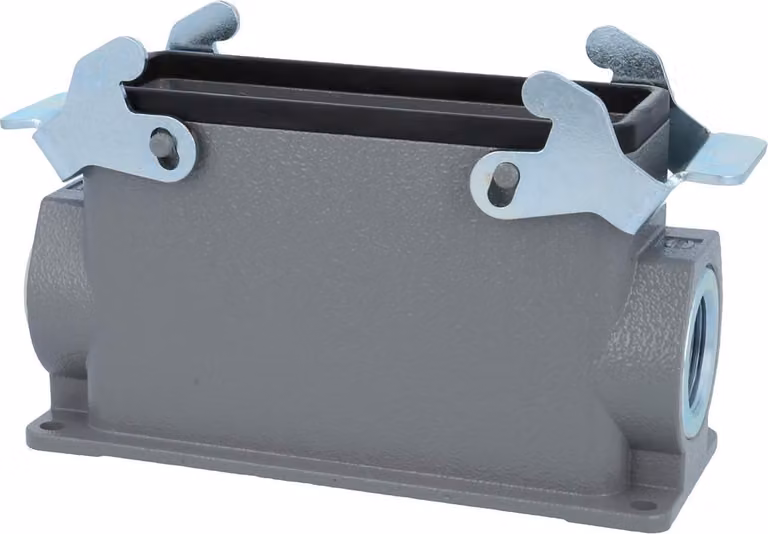 HARTING Han 24B Base alta, 1xM25 uscita cavo laterale, con 2 staffe trasversali Vite M25 Area di serraggio 9,0 mm