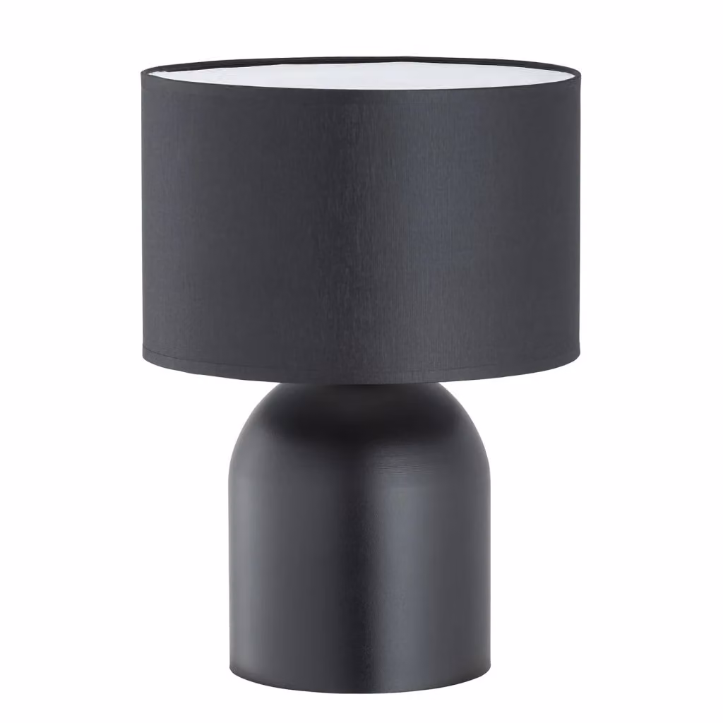Lampada da tavolo Luceart-Classic Uma in metallo e tessuto nero con paralume cilindrico – 2