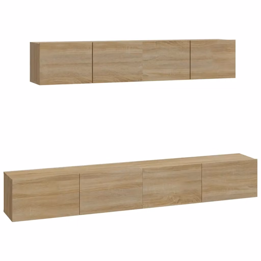 Set di mobili porta TV da parete vidaXL in legno color beige e marrone con finitura opaca per soggiorno – 2