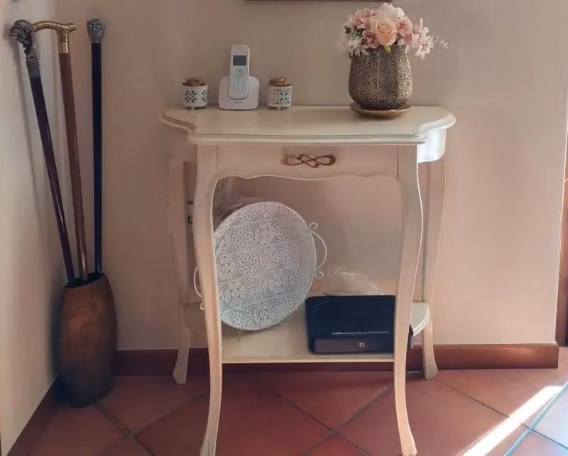 Consolle shabby chic in legno con 1 cassetto color bianco, Mobili 2G, L: 75 cm, P: 35 cm, H: 75 cm – 1