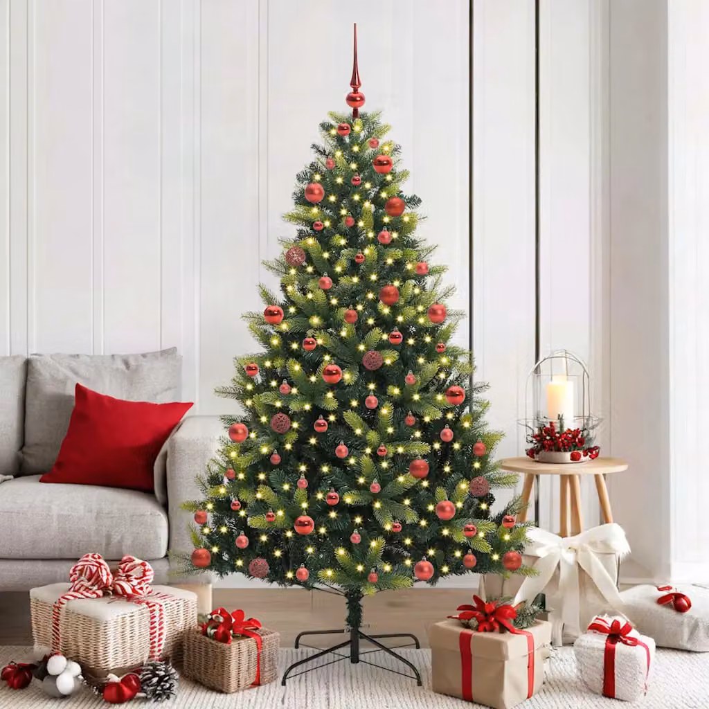 Albero di Natale Artificiale a Cerniera vidaXL Verde con 300 LED Bianco Caldo – 1