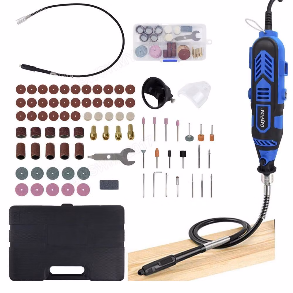 Utensile multifunzione rotante - Set di accessori - 135W, 220V - 6 velocità, 10.000–32.000 giri/min - Ideale per incisione, foratura, levigatura e lucidatura - 80 accessori inclusi in valigetta - Colore: blu