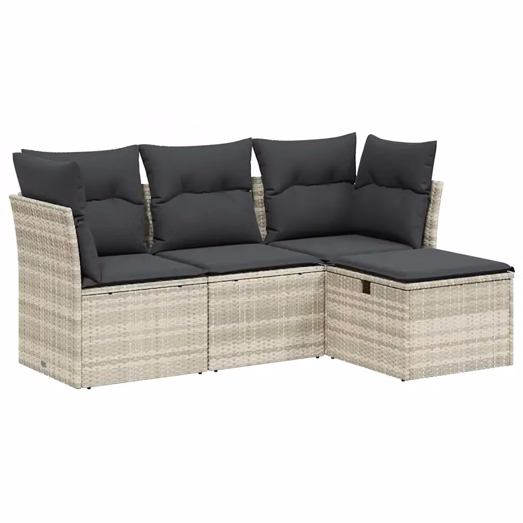 vidaXL Set Divano da Giardino a L con Cuscini Grigio Moderno in Polyrattan e Acciaio – 2