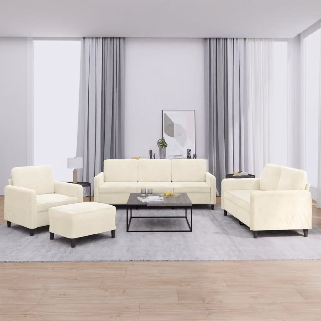 Maison Exclusive - Set divano 4 pezzi in velluto color crema
