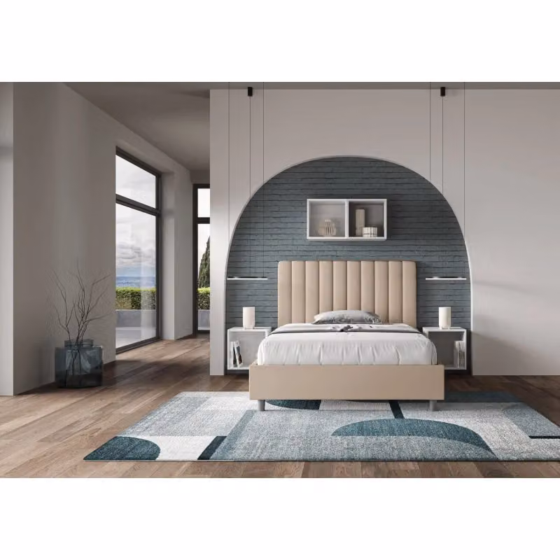 Letto imbottito Agueda Ityhome in similpelle beige L/P/H: 220 x 145 x 122 cm – 2