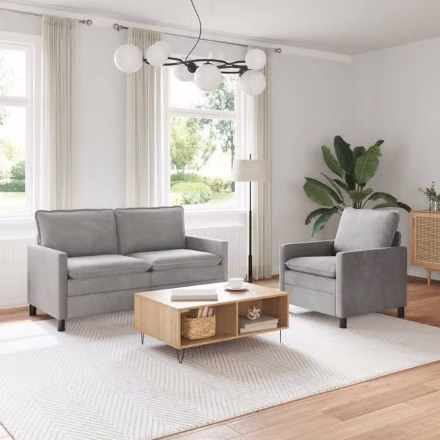 Set di divani 2 pz Grigio Chiaro Velluto 3417067