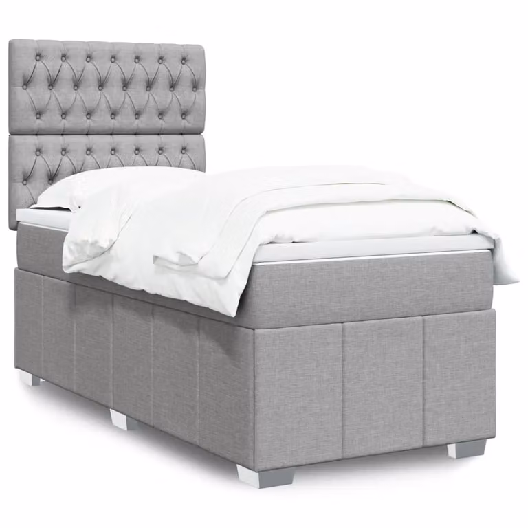 vidaXL Letto Ibrido con Materasso a Molle Insacchettate Grigio e Bianco L/P/H: 200 x 100 x 150,5 cm