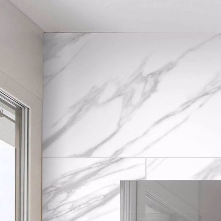 Piastrelle Murali in Materiale Composito per Pavimentazione da Bagno - 400mm x 800mm - Bianco (Carrera)