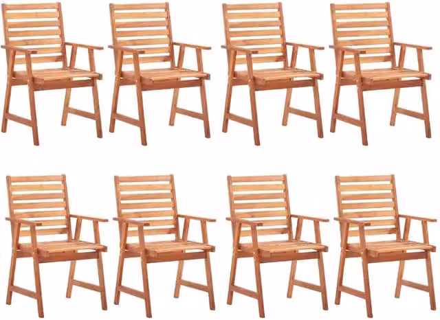 Set di 8 sedie da pranzo da esterno vidaXL in legno di acacia massello con cuscini beige e marrone