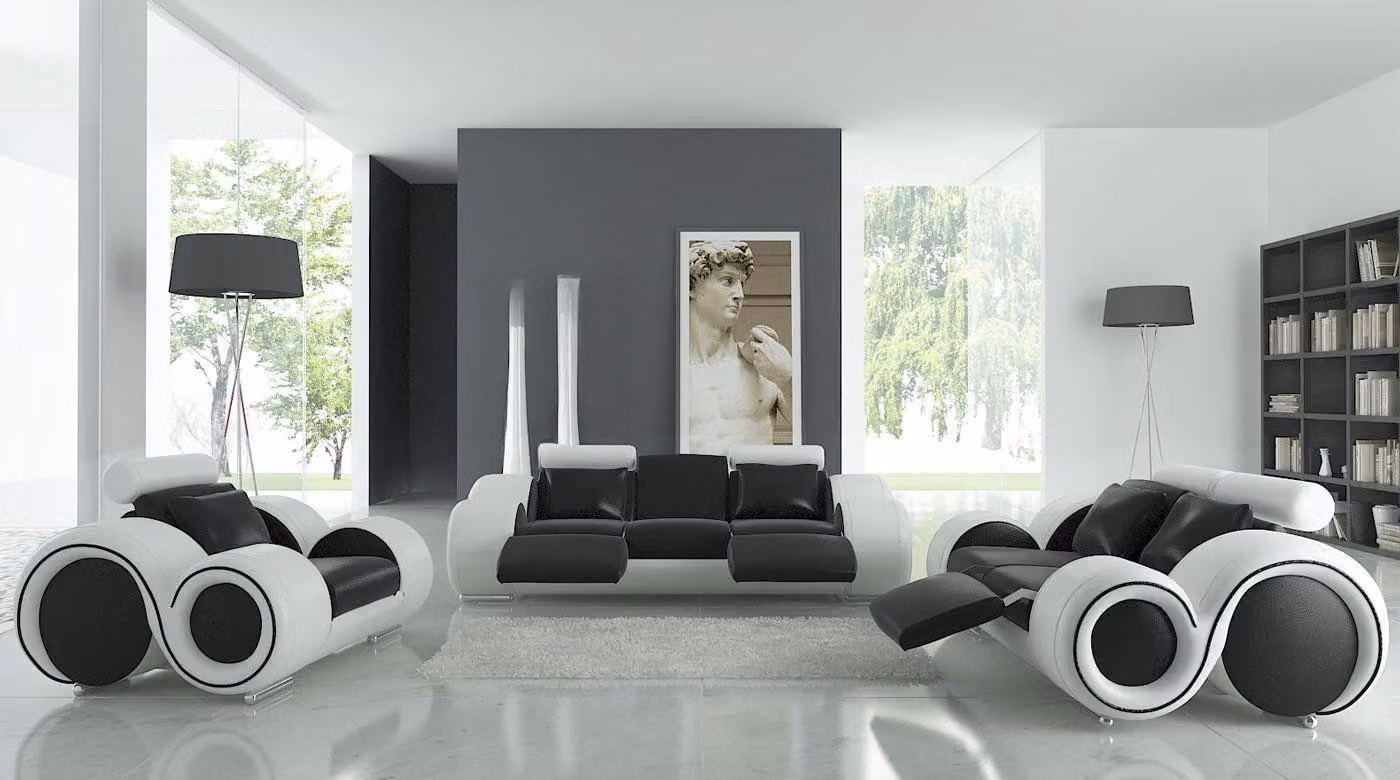 Ledersofa mit USB Wohnlandschaft 3+2+1 Sitzer Garnitur Design Modern Sofa A1163D