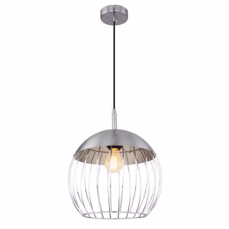 Globo Lighting lampada a sospensione in metallo color ottone, cavo tessile nero, ø: 300mm, H: 1500mm, excl. 1x E27 60W 230V