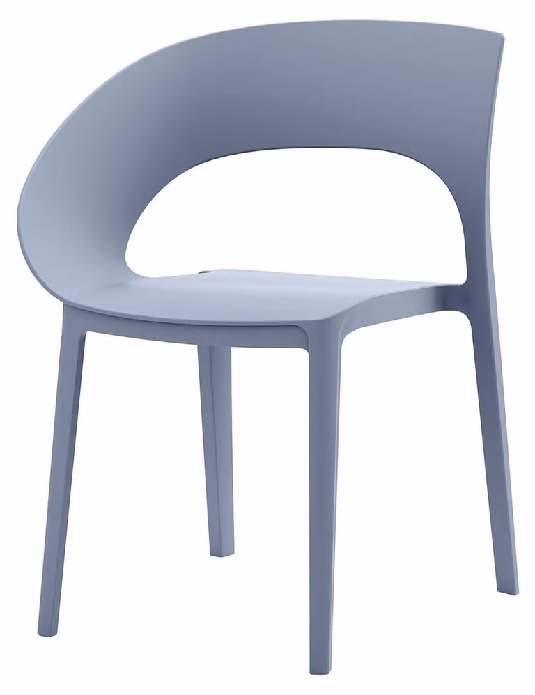 Sedia da cucina impilabile Rebecca Mobili Arios 82,5x54x60 cm in polipropilene, blu e grigio, stile moderno, set da 2 pezzi