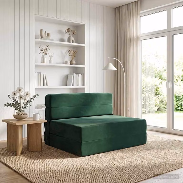 vidaXL Divano Letto Pieghevole Moderno in Velluto Verde L/P/H: 70 x 72 x 60 cm