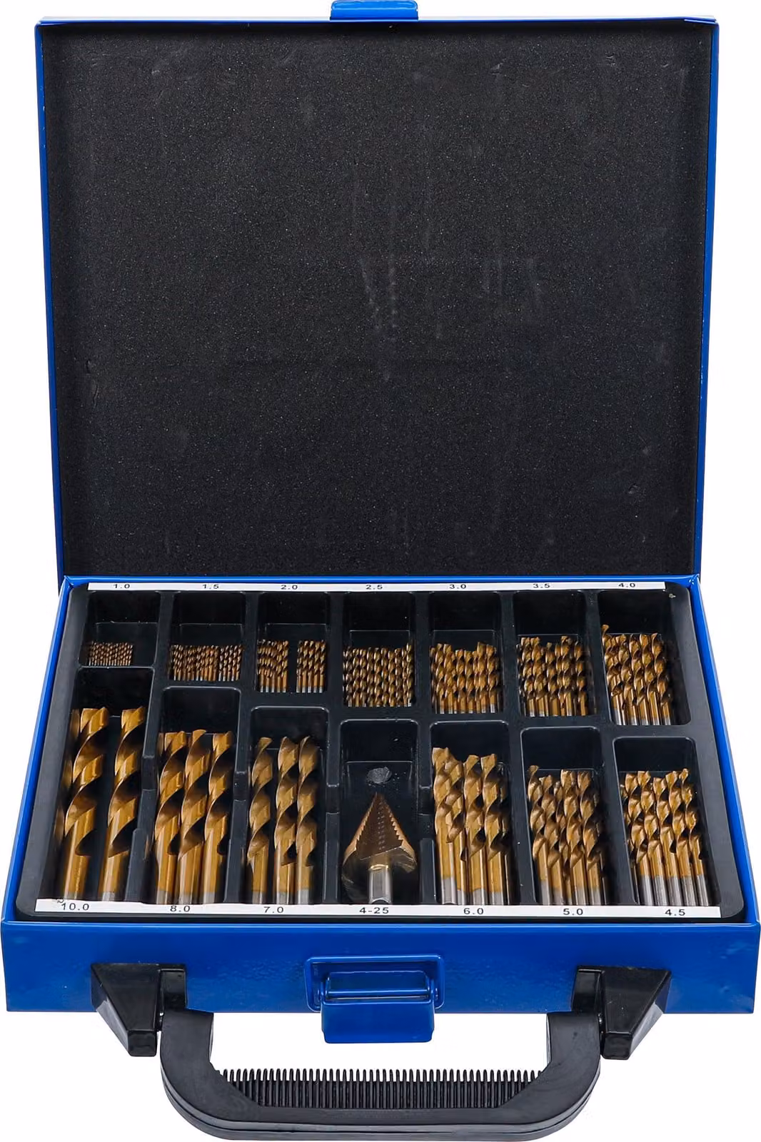Set di punte BGS a rotazione e a gradino HSS nitrurato al titanio 1 - 10 mm, 119 pezzi.