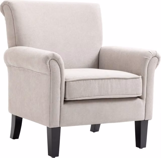 Poltrona d'Arredo in Stile Nordico con Braccioli 79x78x87 cm in Legno e Poliestere Grigio e Marrone