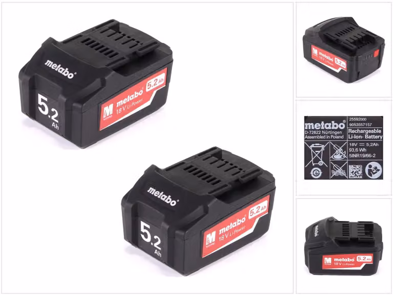 Set di batterie Metabo Li-Power 18V con 2x batterie 5.2Ah ( 625592000 )