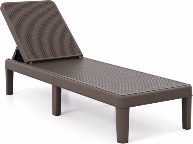 Lettino prendisole da giardino in rattan sintetico con schienale regolabile a 4 livelli, resistente alle intemperie, colore marrone – 1