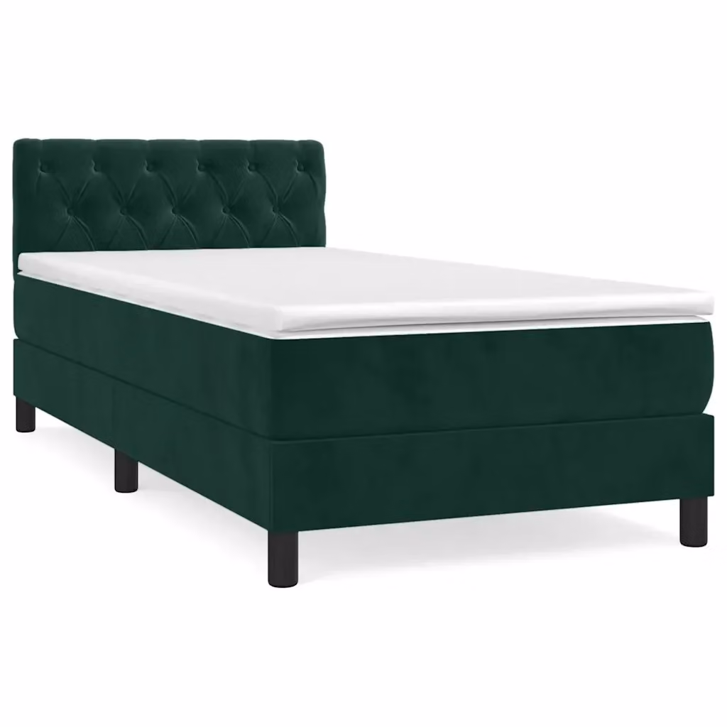 Letto Ibrido con Giroletto a Molle e Materasso vidaXL in Velluto Verde Scuro L: 80 cm, P: 200 cm, H: 78 cm – 2