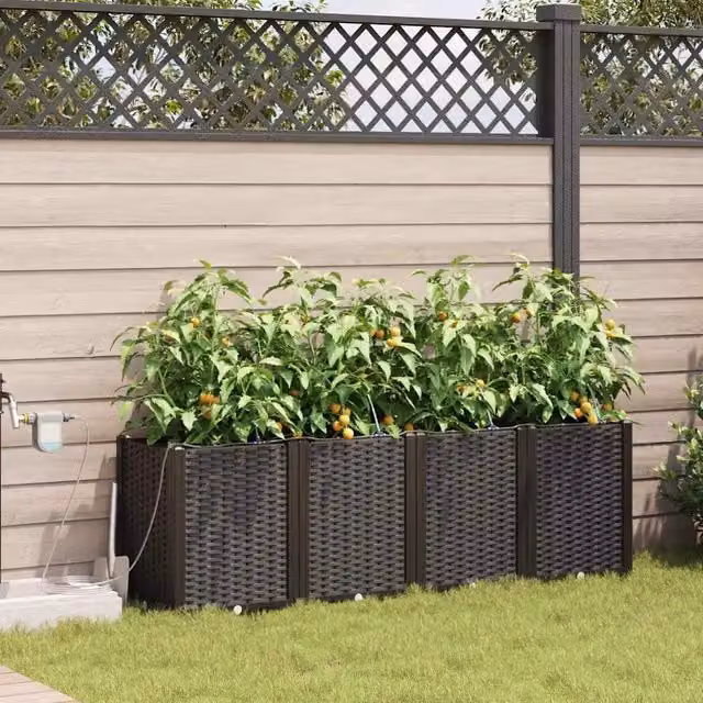 Vaso da giardino 4 pz Marrone 160 x 40 x 52 cm PP 42002834