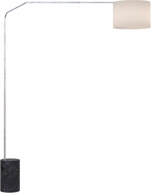 Piantana Contemporanea Slope Marmo Cilindro Nero Tessuto Bianco 1 Luce E27