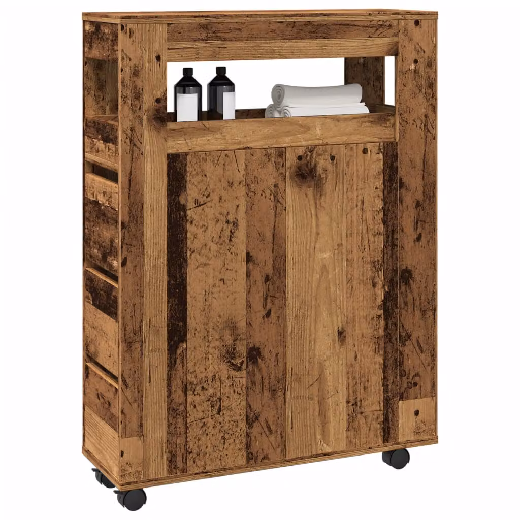 Mobile da bagno stretto con ruote vidaXL in legno effetto vintage marrone L/P/H: 23 x 20 x 90 cm