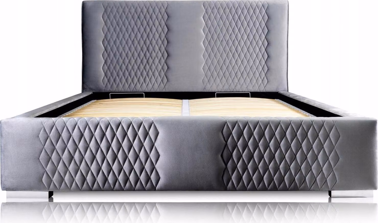 Bett Grau Doppelbett Modern Elegantes Bett Polster Stoff Schlafzimmer Modern