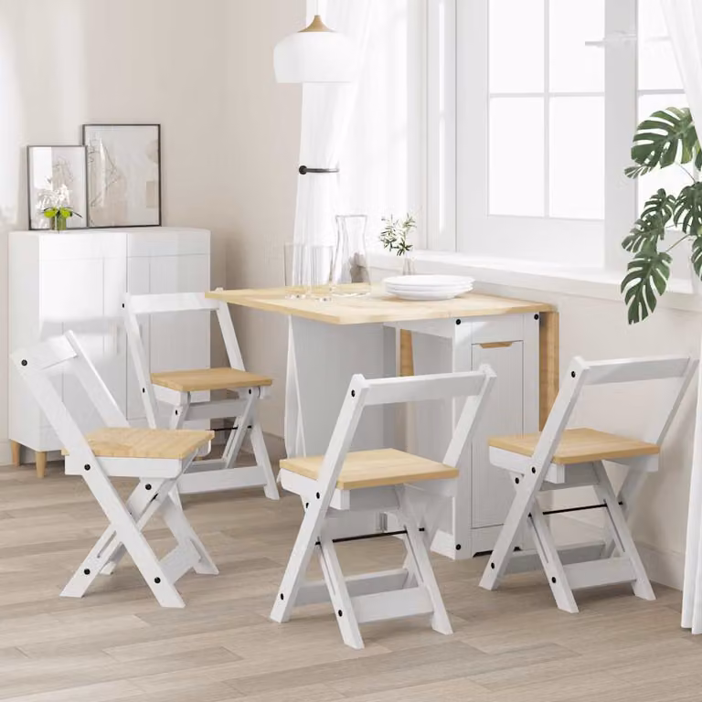 vidaXL Sedie Pieghevoli 4 pz Corona Bianche in Legno di Pino