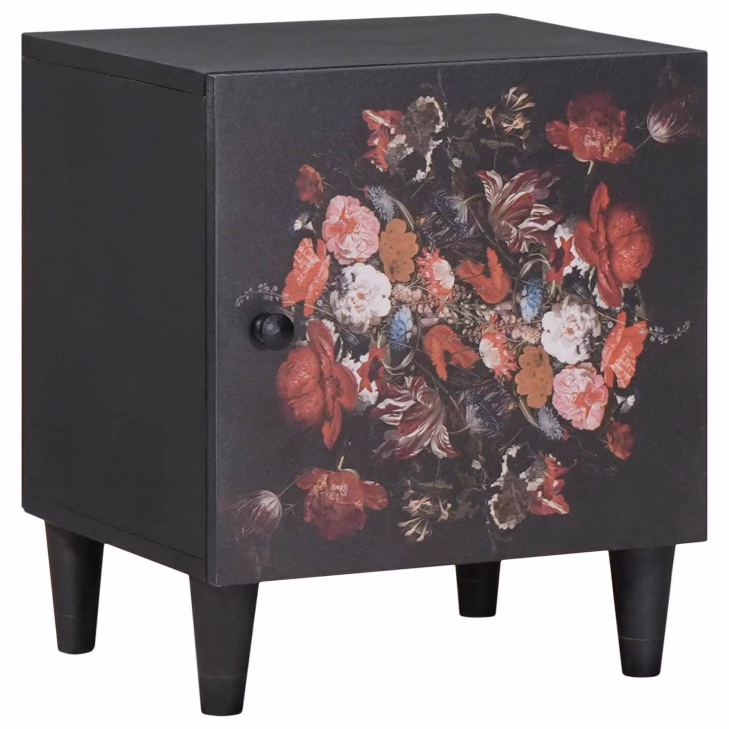 Comodino vidaXL con porta in legno di mango massello Nero L: 40 cm, P: 33 cm, H: 46 cm