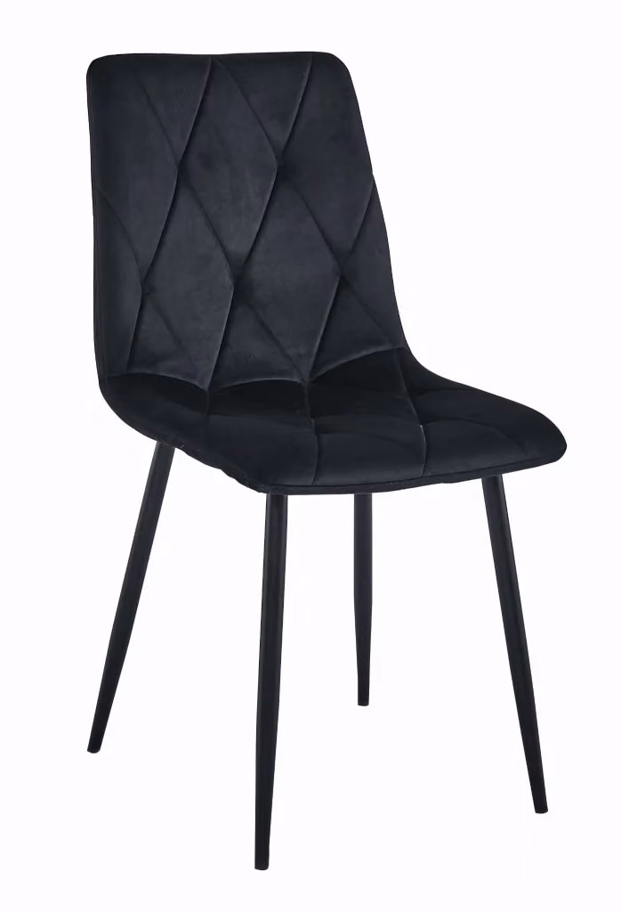 Set di 3 sedie da pranzo Valora Tyra in velluto nero con gambe in metallo L: 46 cm, P: 44 cm, H: 88,5 cm – 2